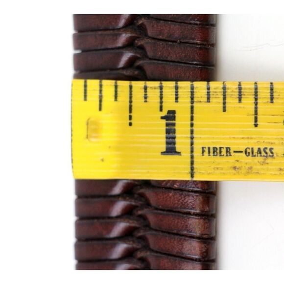 CLASSIC BRAIDED BROWN GENUINE LEATHER 1 1/8"Wd CASUAL DRESS MEN BELT Sz 42 (30D - Picture 7 of 11